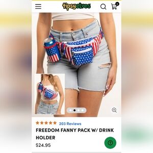 Tipsy Elves American flag fanny pack with dribk holder